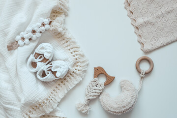 A set of things for a newborn top view