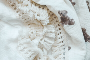Background of muslin blankets for a newborn