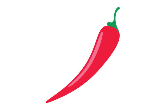 Simple flat design of a red pepper. Vegetable vector.