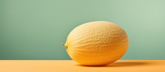 Cantaloupe melon on a isolated pastel background Copy space