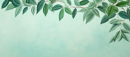 Leaves of a cottage in green against a isolated pastel background Copy space