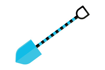 Simple flat design of a blue shovel.