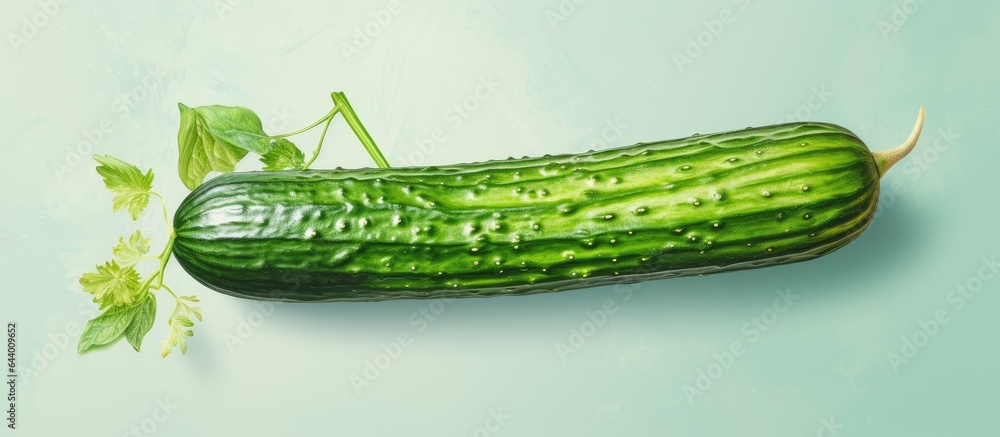 Poster Cucumber depicted in 3D on a isolated pastel background Copy space