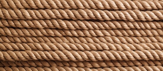 Brown rope isolated pastel background Copy space