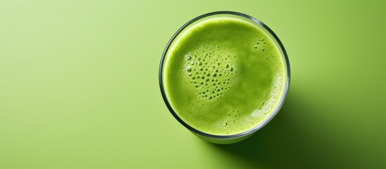 juice made from green vegetables isolated pastel background Copy space