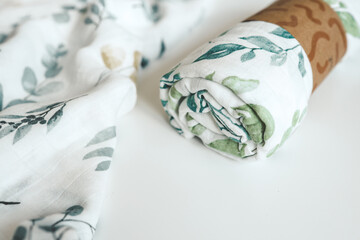 Children's muslin plaid with trendy colors on a white background