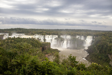 Foz do Iguaçu Falls on a cloudy day Paraná Brazil Parana Brasil Iguacu