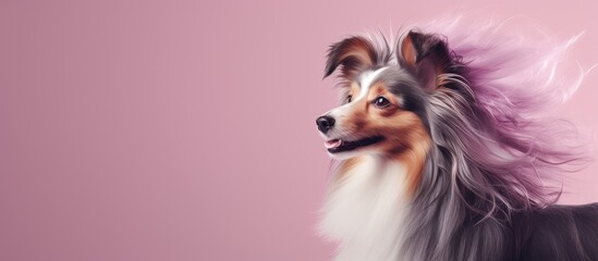 Furry pet brush on isolated pastel background Copy space