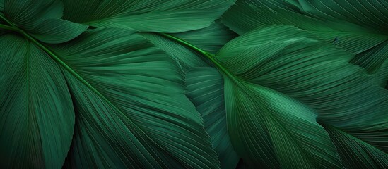 Leafs green color and fan like lines pattern suitable for nature themed background wallpaper template isolated pastel background Copy space