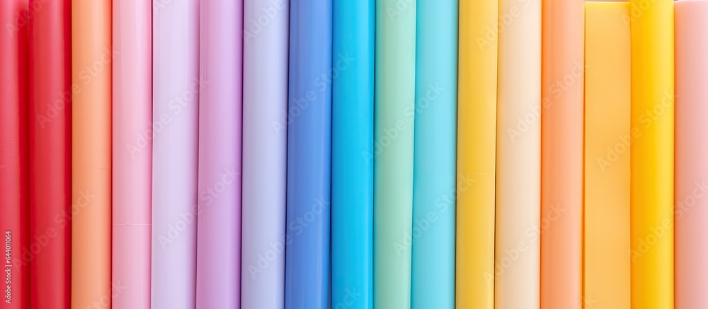 Poster assorted plastic straws in various colors isolated pastel background copy space