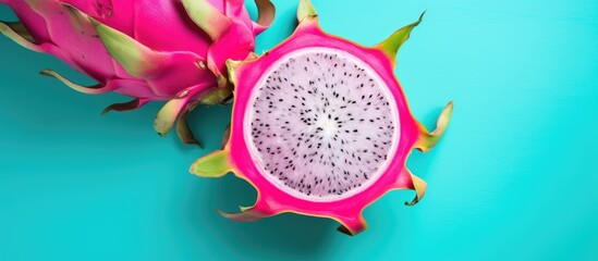 Dragon fruit on a isolated pastel background Copy space