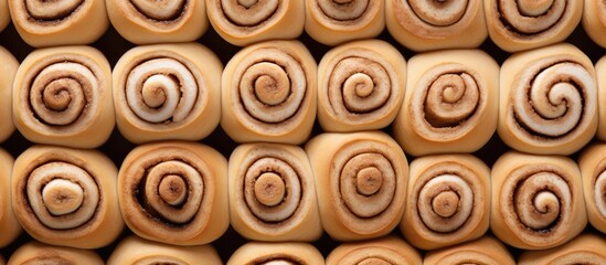Fresh Homemade Cinnamon Rolls made with love isolated pastel background Copy space