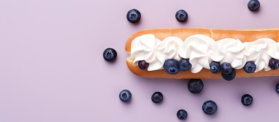 blueberry pastry isolated pastel background Copy space