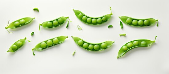 Fresh snap peas on a isolated pastel background Copy space