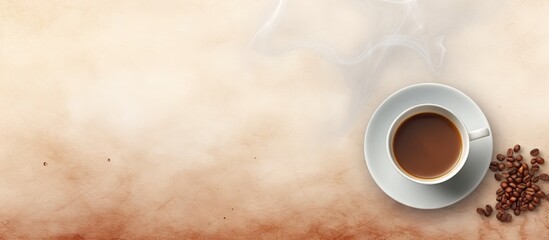 Background of a coffee cup with a vintage smoking texture isolated pastel background Copy space