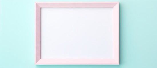 Isolated isolated pastel background Copy space with wide white wooden frame showcasing cut out canvas