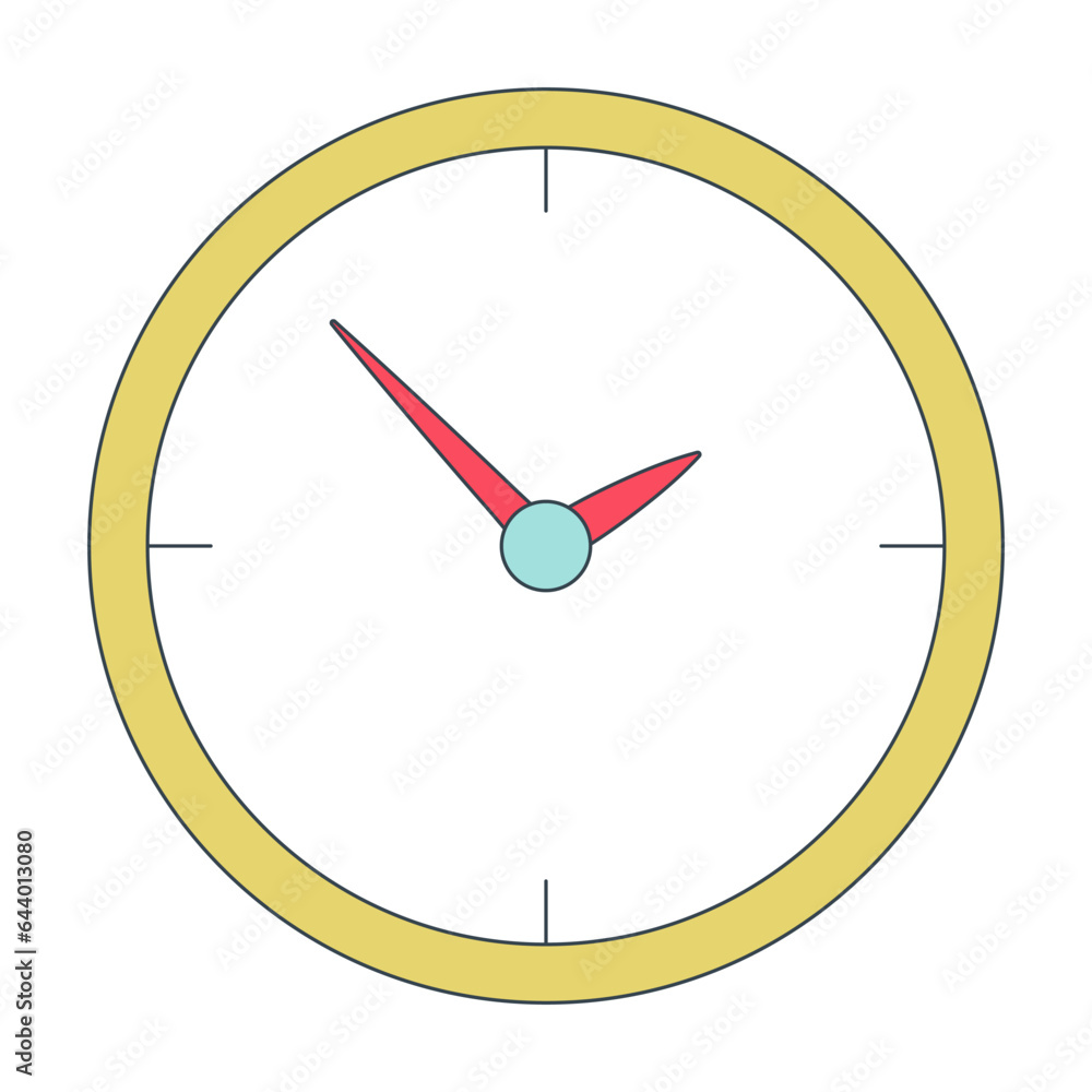 Poster clock flat line color isolated vector object. showing time. decorative watch on wall. editable clip 
