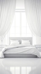 Serene Simplicity: A Minimalistic White and Gray Bedroom. Generative AI 8