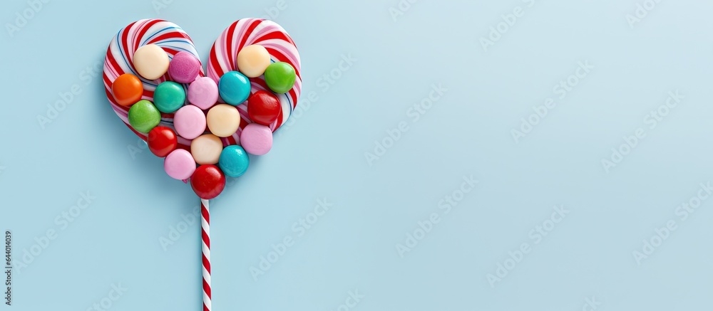 Poster festive multicolored candy cane without shadow on a isolated pastel background copy space decorative