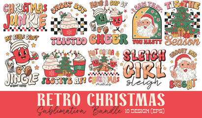 Retro Christmas PNG Sublimation Bundle
