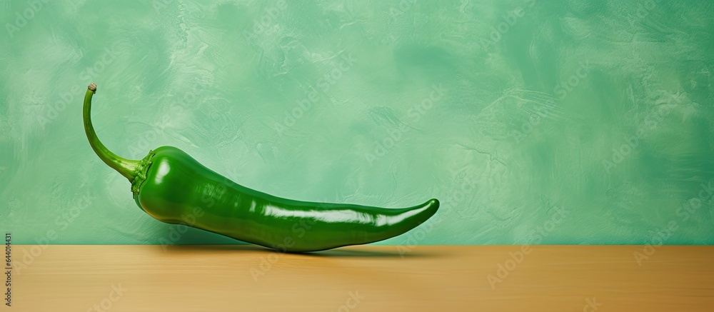 Sticker Green hot peppers isolated pastel background Copy space