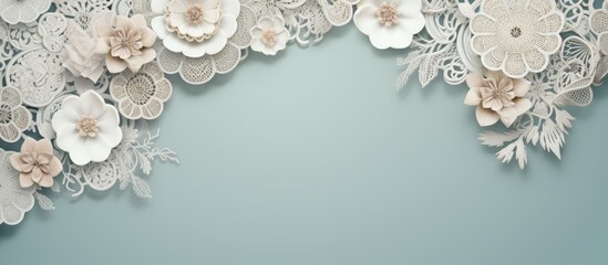 Flower patterned lace backdrop isolated pastel background Copy space - obrazy, fototapety, plakaty