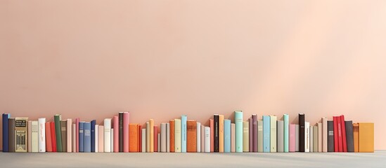 Books rendered in 3D with a unique font style isolated pastel background Copy space