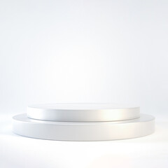 Empty podium or pedestal display on white background with cylinder stand concept 3d rendering.