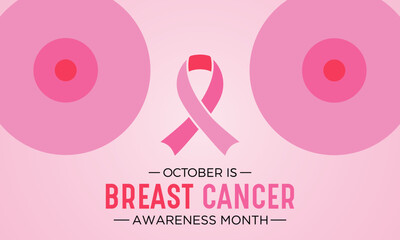 Breast cancer awareness month is observed every year in october. Breast cancer awareness month calligraphy banner design on pink background. Vector illustration.