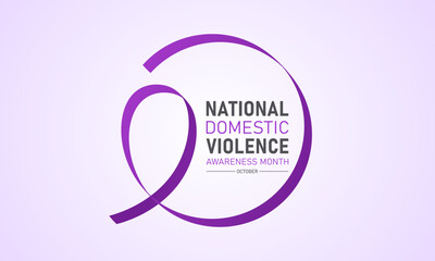 National domestic violence awareness month is observed every year in october. Domestic violence awareness month, background with purple ribbon. Vector illustration.