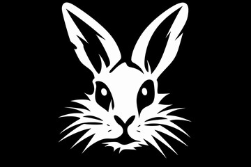 Bunny logo with black and white. Beautiful illustration picture