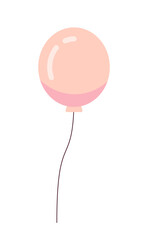 Flying balloon on thread semi flat colour vector object. Party material. Opening event. Birthday. Editable cartoon clip art icon on white background. Simple spot illustration for web graphic design