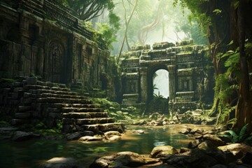 Obraz premium Captivating depiction of an ancient old ruins. Beautiful illustration picture