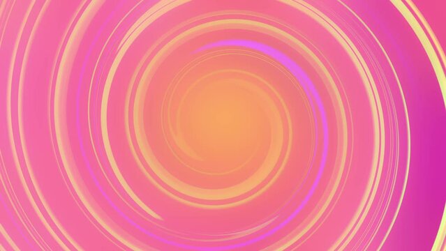 Bright rainbow radial animation. Yellow orange barbie pink purple geometric background for cover intro web design. Twirl wave motion. Satisfying swirling spiral shape. Groovy vortex. Colorful lollipop