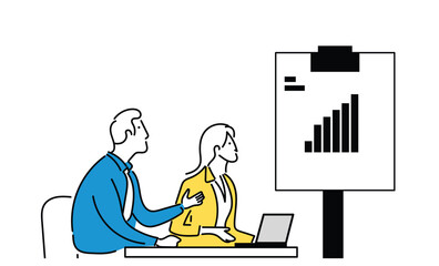 ミーティングをするビジネスパーソンのイラスト素材