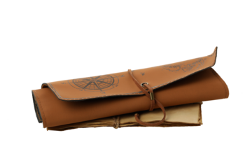 Twisted leather map, isolated on white background