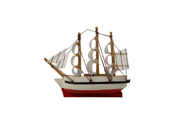 Toy, old ship, isolated on white background