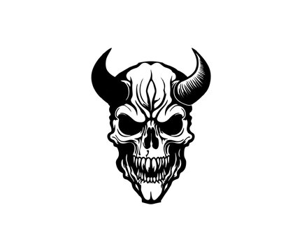 demon skull from hell with their horn