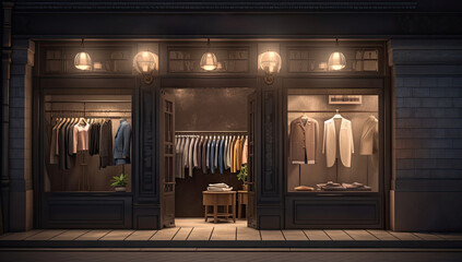 A modern and stylish fashion boutique with a luxurious interior design, showcasing a diverse collection of clothing.