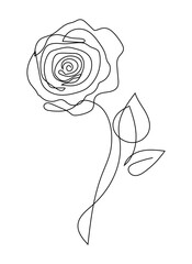 Vector Linear Graphics. Rose flower drawn in one line.
