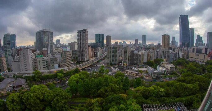 Tokyo Panorama City Sunrise Sunset Timelapse Clouds 4k