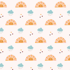 Cute sky nursery pattern with moon and stars