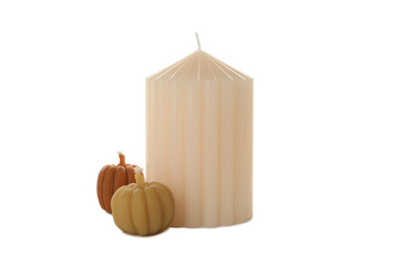 PNG, embossed and pumpkin-shaped candles isolated on white background
