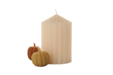 PNG, embossed and pumpkin-shaped candles isolated on white background