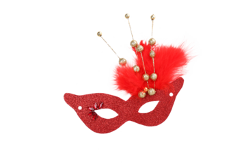 PNG, Carnival mask with feather isolated on white background