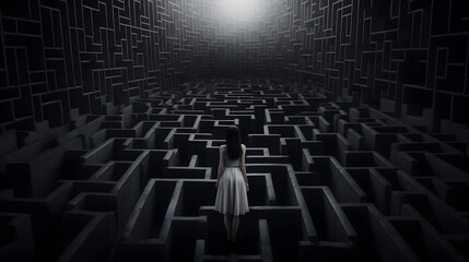 Obraz premium Feeling lost or trapped in the maze depicting struggle with mental health