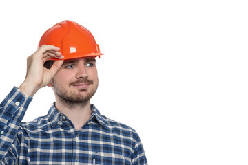 PNG, Engineer in helmet, isolated on white background, space for text