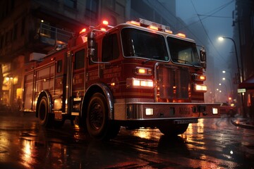 Fire Truck Speeding Through A City Street, Generative AI