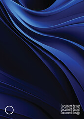 Dark blue wavey lines document graphic design
