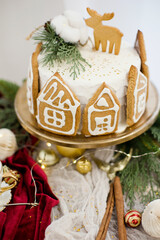 Christmas cake with gingerbread cookies